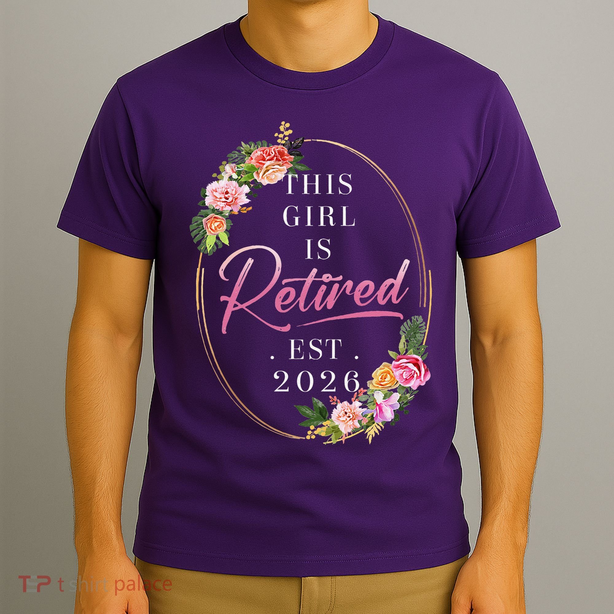 Floral This Girl Is Retired EST 2026  T-Shirt
