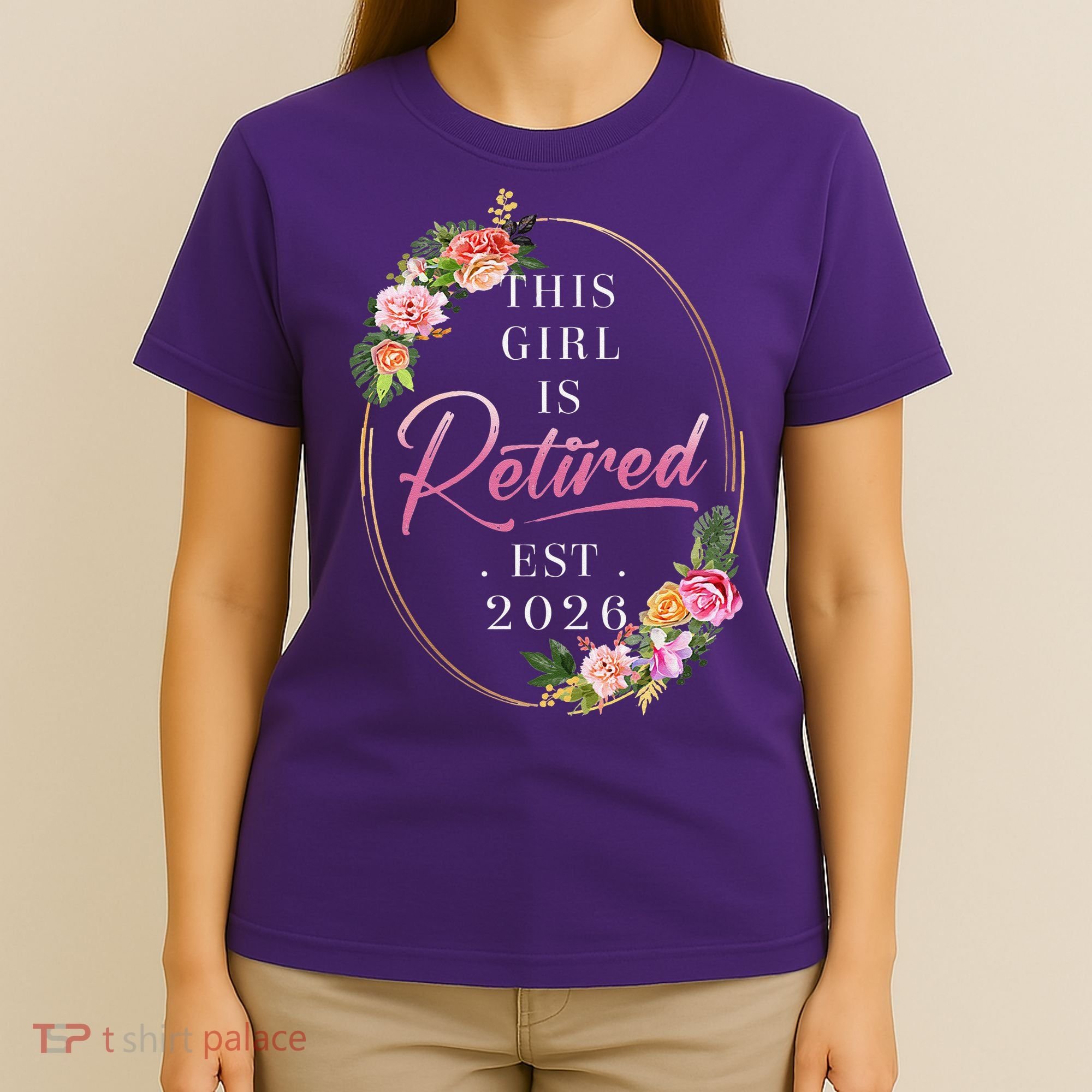 Floral This Girl Is Retired EST 2026  T-Shirt
