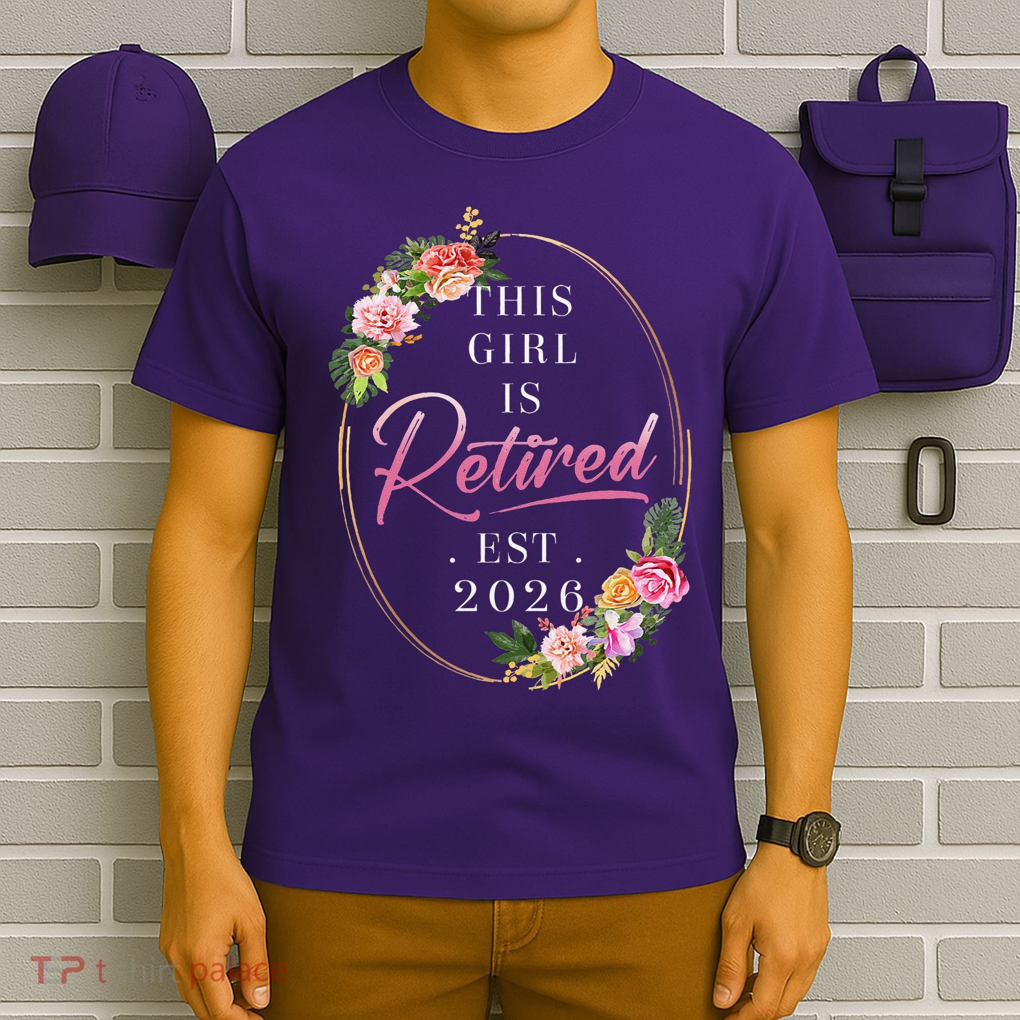 Floral This Girl Is Retired EST 2026  T-Shirt