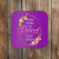 Floral This Girl Is Retired EST 2026  Coaster thumb 0
