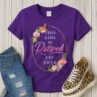 Floral This Girl Is Retired EST 2026  Women's T-Shirt thumb 3