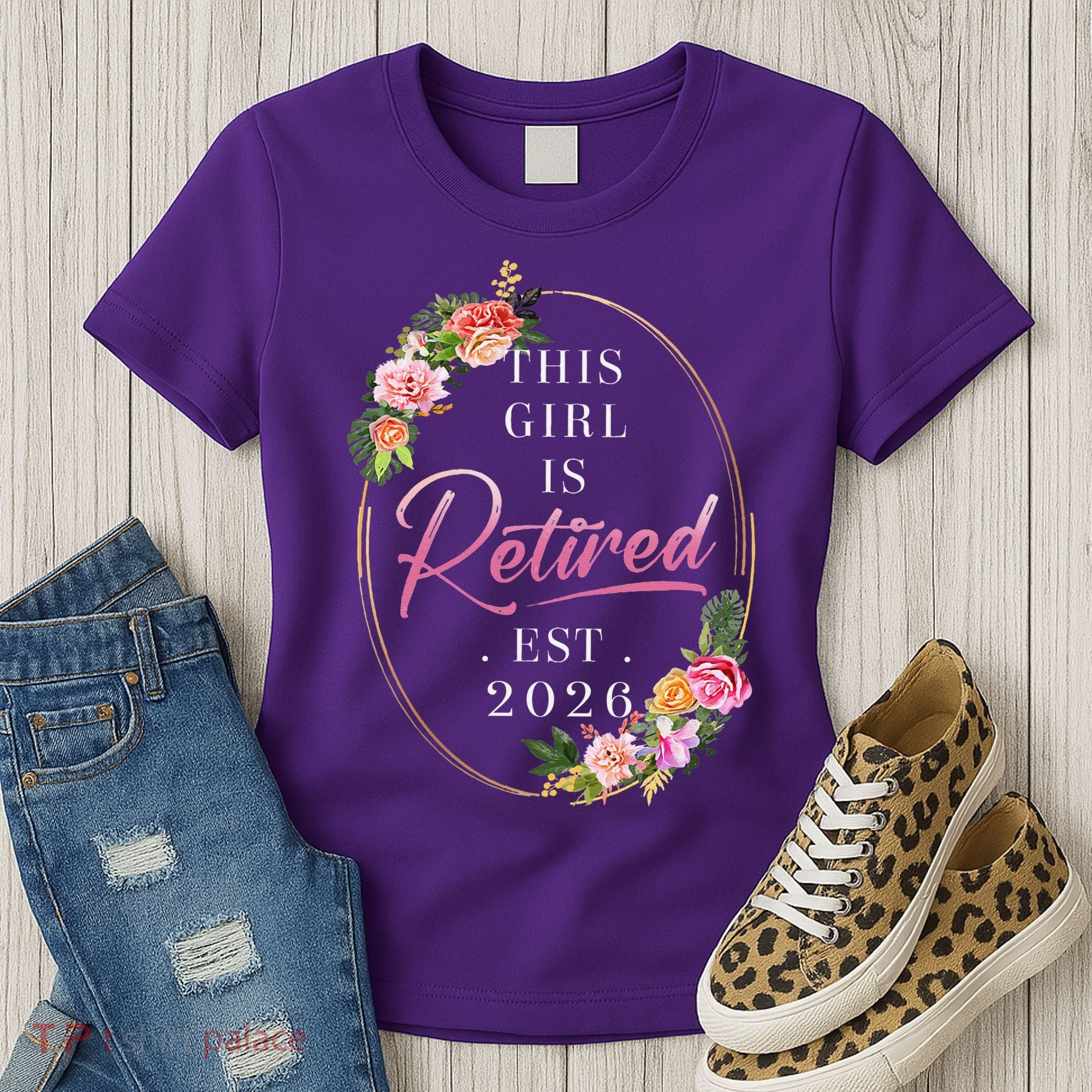 Floral This Girl Is Retired EST 2026  Women's T-Shirt