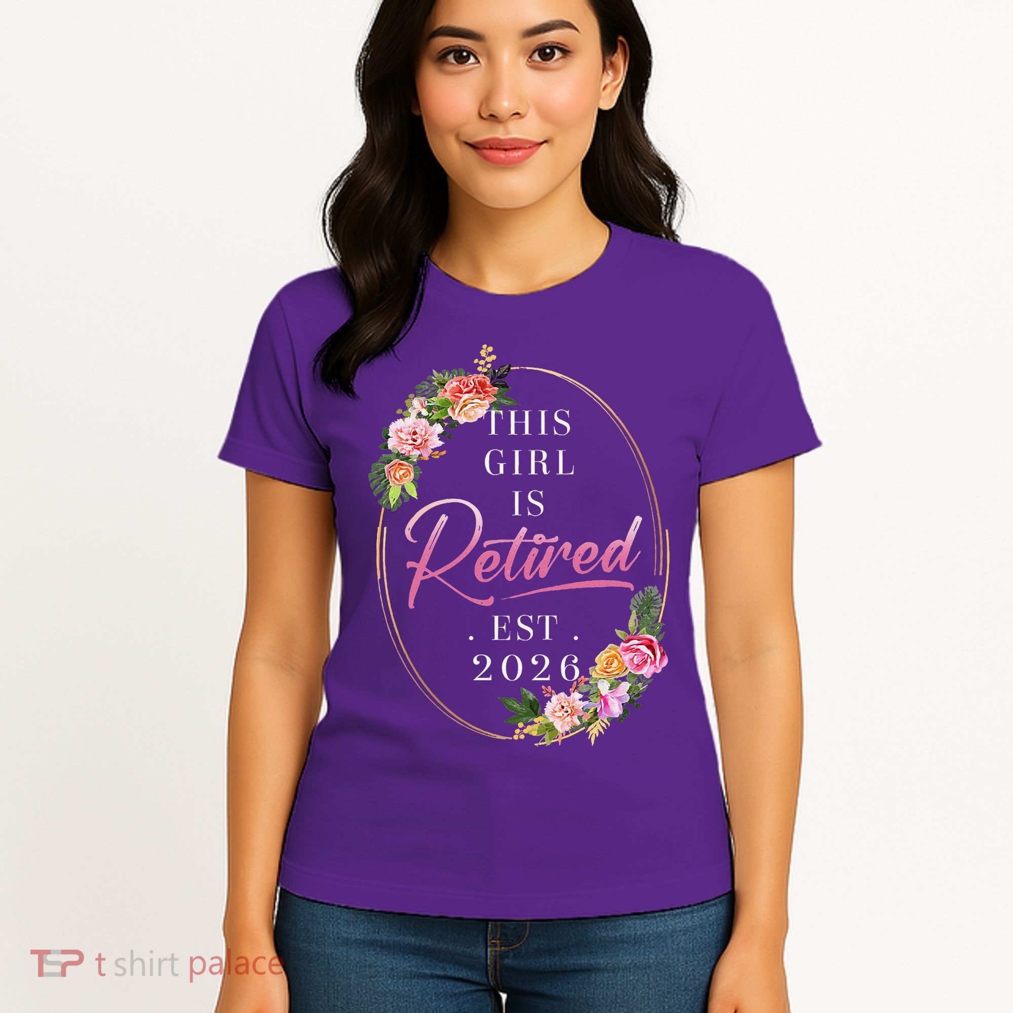 Floral This Girl Is Retired EST 2026  Women's T-Shirt