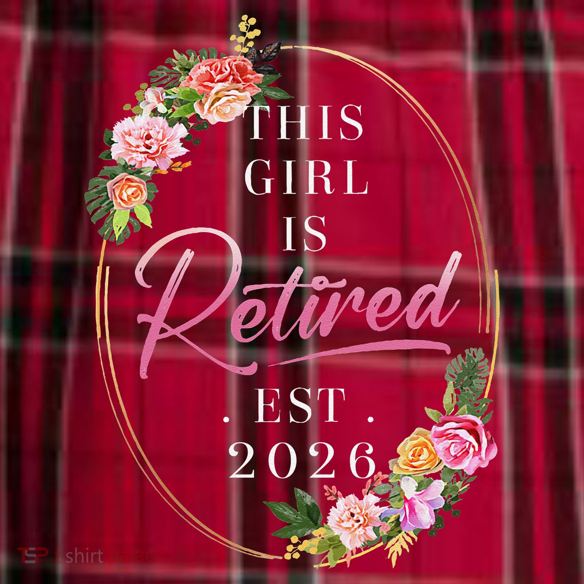 Floral This Girl Is Retired EST 2026  Women's Flannel Plaid Pajama Pants