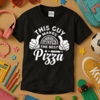 Funny This Guy Makes The Best Pizza Pizzaholics Kids T-Shirt thumb 3
