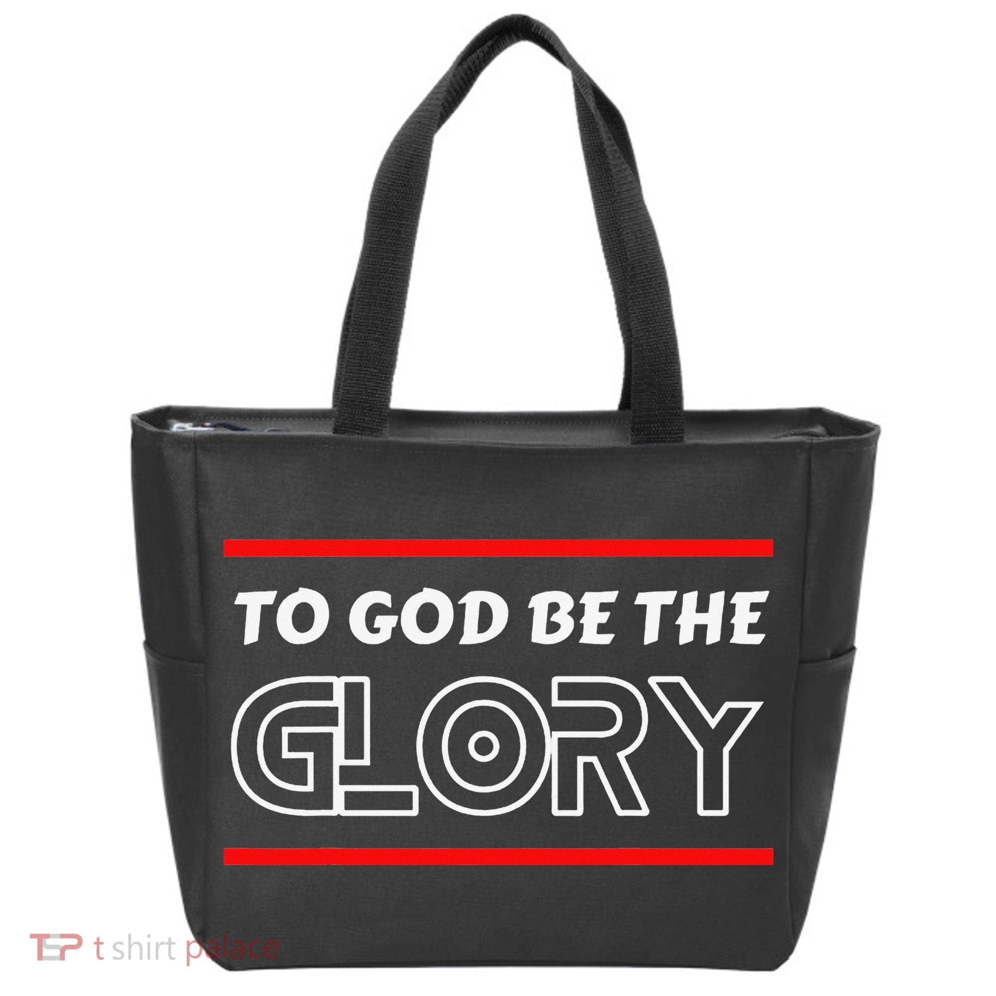 Funny To God Be The Glory - Jesus Christian Typography Tote Bag
