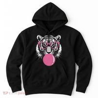 Funny Tiger Glasses Blowing Pink Bubble Gum Hoodie thumb 0