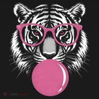 Funny Tiger Glasses Blowing Pink Bubble Gum Hoodie thumb 7