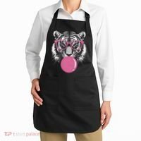 Funny Tiger Glasses Blowing Pink Bubble Gum Apron thumb 2