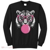 Funny Tiger Glasses Blowing Pink Bubble Gum Sweatshirt thumb 0