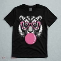 Funny Tiger Glasses Blowing Pink Bubble Gum T-Shirt thumb 5