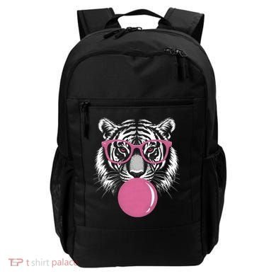 Funny Tiger Glasses Blowing Pink Bubble Gum Backpack