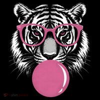 Funny Tiger Glasses Blowing Pink Bubble Gum Coffee Mug thumb 5