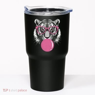 Funny Tiger Glasses Blowing Pink Bubble Gum Tumbler