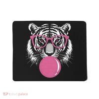 Funny Tiger Glasses Blowing Pink Bubble Gum Mousepad thumb 0
