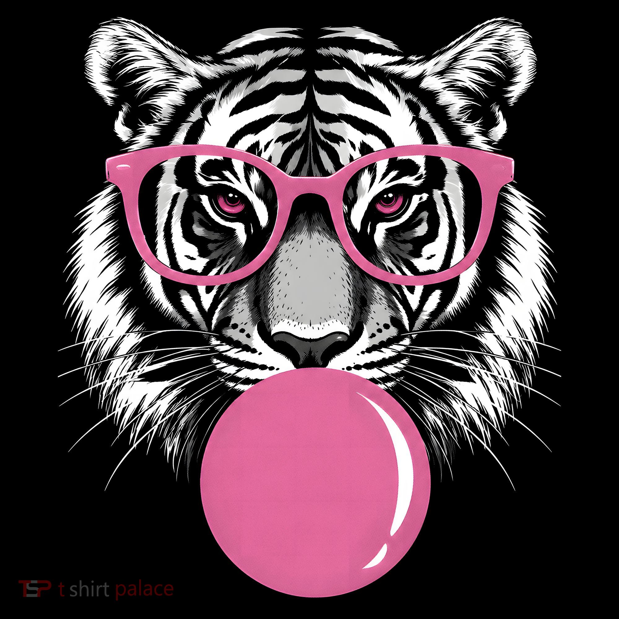 Funny Tiger Glasses Blowing Pink Bubble Gum Mousepad