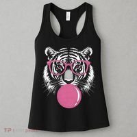 Funny Tiger Glasses Blowing Pink Bubble Gum Women's Tank Top thumb 3
