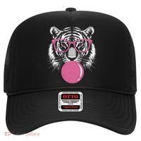 Funny Tiger Glasses Blowing Pink Bubble Gum Hat thumb 0