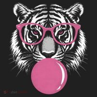 Funny Tiger Glasses Blowing Pink Bubble Gum Hat thumb 2