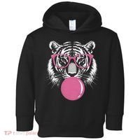 Funny Tiger Glasses Blowing Pink Bubble Gum Toddler Hoodie thumb 0
