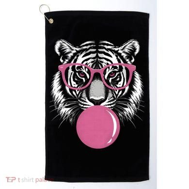 Funny Tiger Glasses Blowing Pink Bubble Gum Golf Towel
