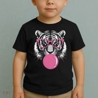 Funny Tiger Glasses Blowing Pink Bubble Gum Toddler T-Shirt thumb 2