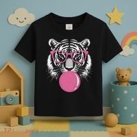 Funny Tiger Glasses Blowing Pink Bubble Gum Toddler T-Shirt thumb 3