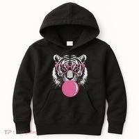 Funny Tiger Glasses Blowing Pink Bubble Gum Kids Hoodie thumb 0