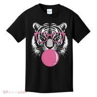 Funny Tiger Glasses Blowing Pink Bubble Gum Kids T-Shirt thumb 0