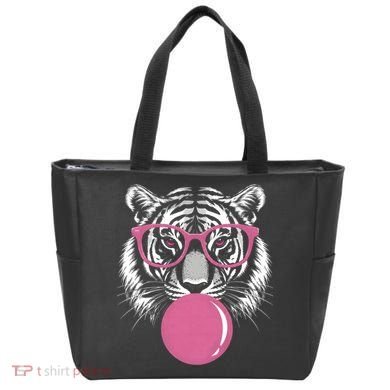 Funny Tiger Glasses Blowing Pink Bubble Gum Tote Bag