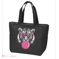 Funny Tiger Glasses Blowing Pink Bubble Gum Tote Bag thumb 3