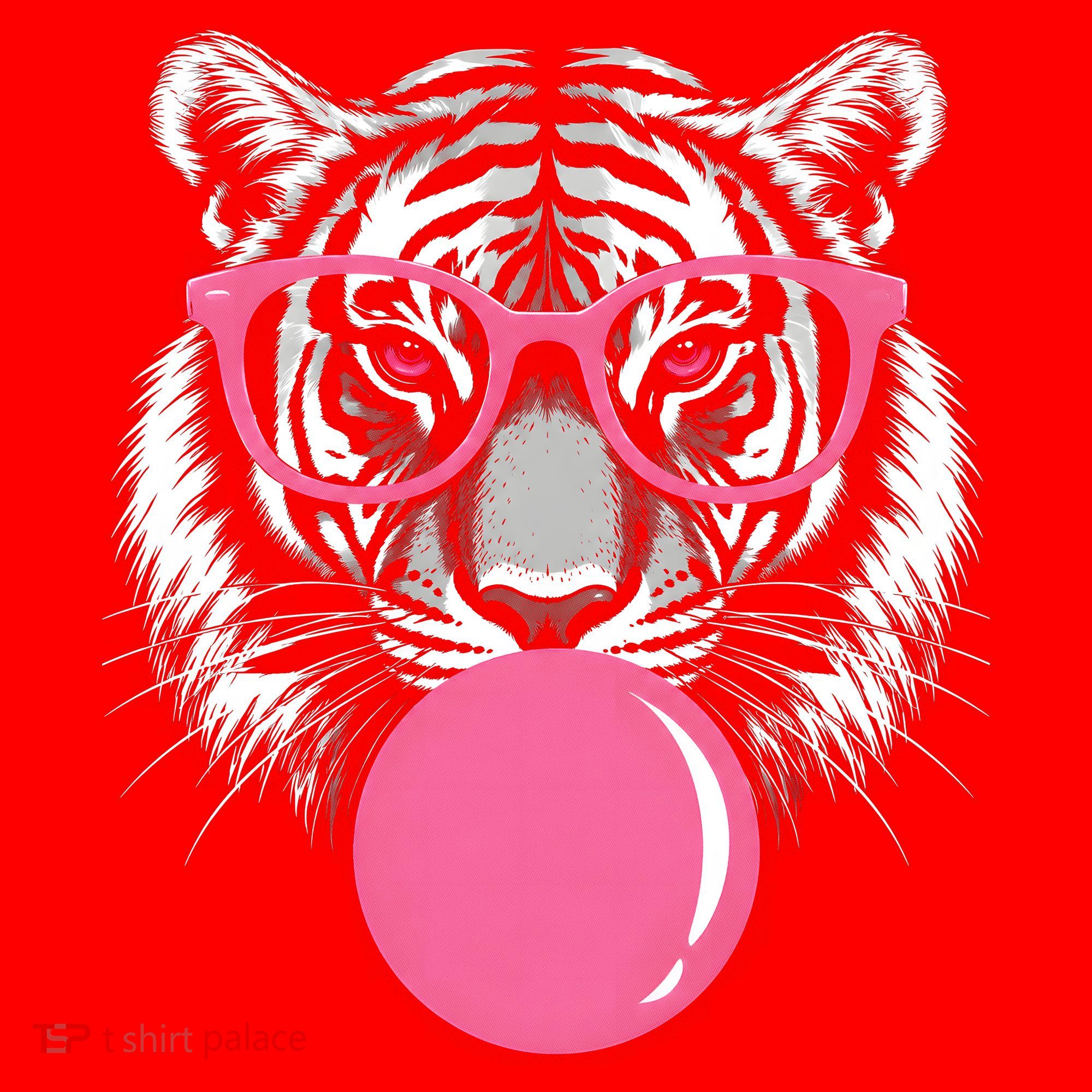 Funny Tiger Glasses Blowing Pink Bubble Gum Santa Hat