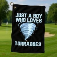 Funny Tornado Gift For Hurricane Weather Chaser Golf Towel thumb 1