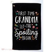First Time Grandma Let The Spoiling Begin Cute Gift Grandmother Gift Golf Towel thumb 0
