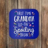 First Time Grandma Let The Spoiling Begin Cute Gift Grandmother Gift Coaster thumb 0