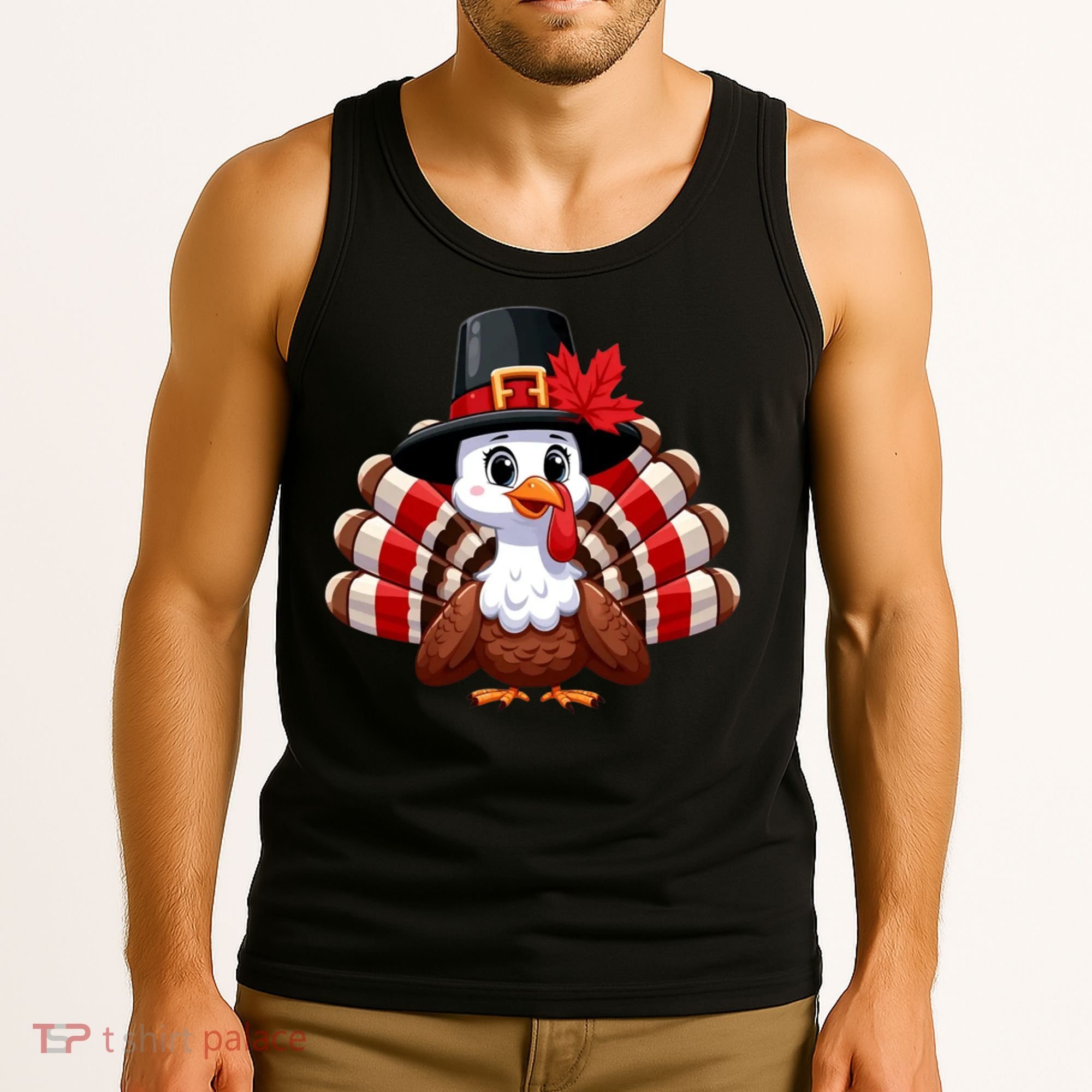 Funny Turkey Graphic Canada Happy Canadian Thanksgiving Tank Top