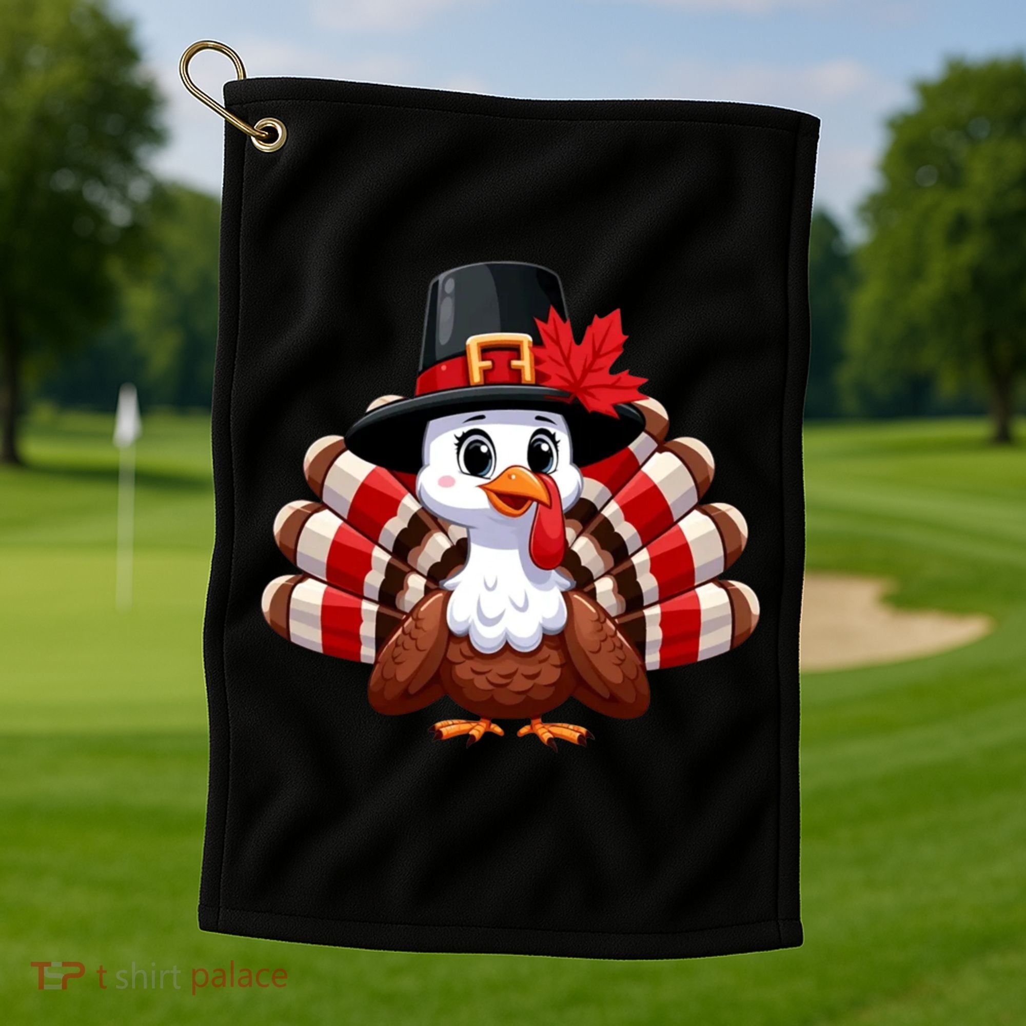 Funny Turkey Graphic Canada Happy Canadian Thanksgiving Golf Towel