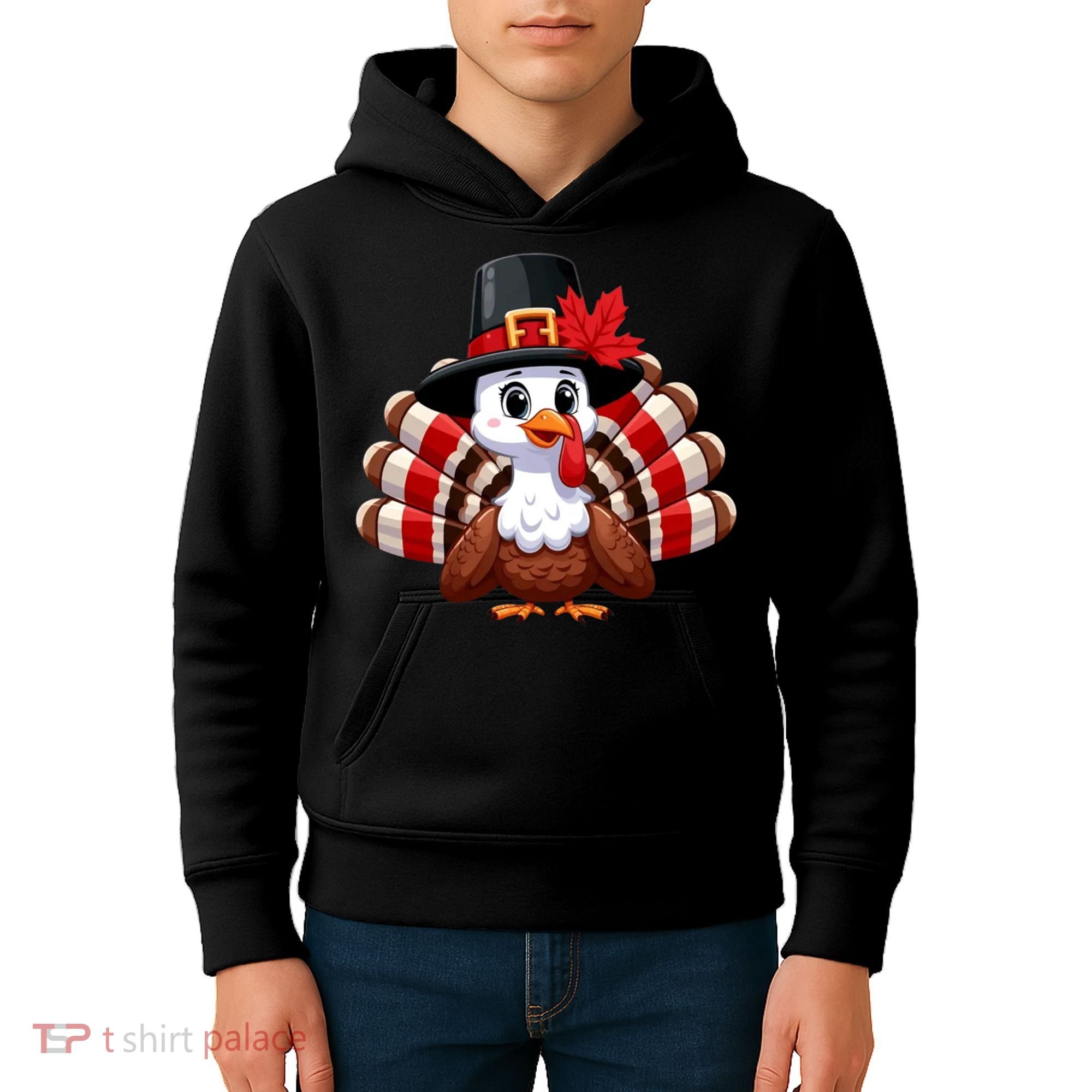 Funny Turkey Graphic Canada Happy Canadian Thanksgiving Kids Hoodie