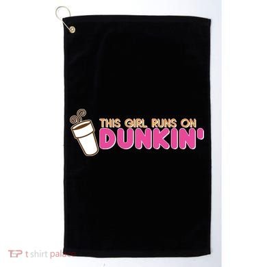Funny This Girl Runs On Dunkin Golf Towel