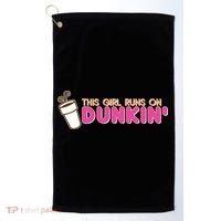 Funny This Girl Runs On Dunkin Golf Towel thumb 0