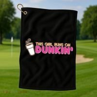 Funny This Girl Runs On Dunkin Golf Towel thumb 1