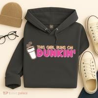 Funny This Girl Runs On Dunkin Hoodie thumb 4