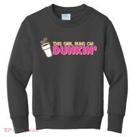 Funny This Girl Runs On Dunkin Kids Sweatshirt thumb 0