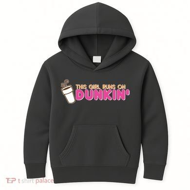 Funny This Girl Runs On Dunkin Kids Hoodie