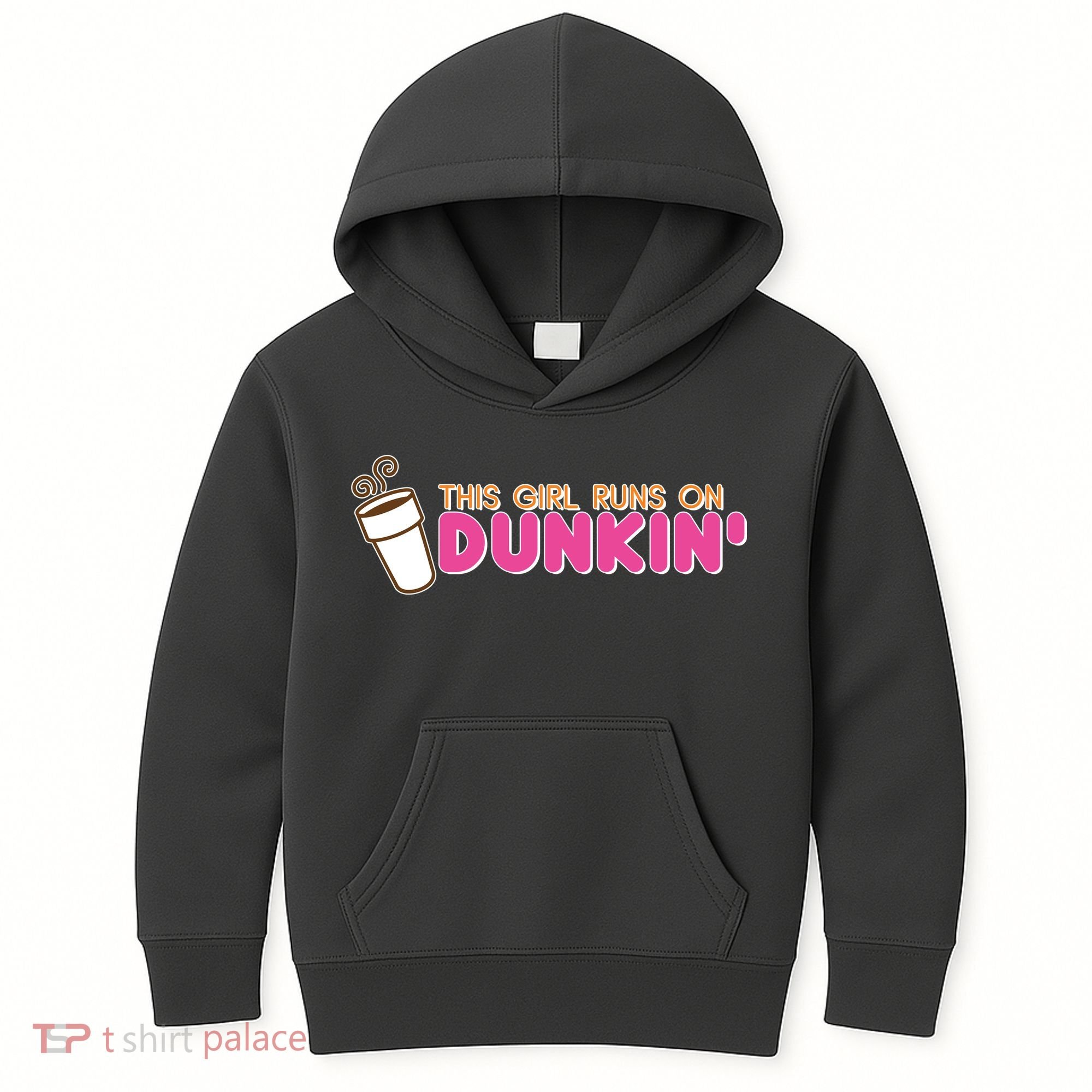 Funny This Girl Runs On Dunkin Kids Hoodie