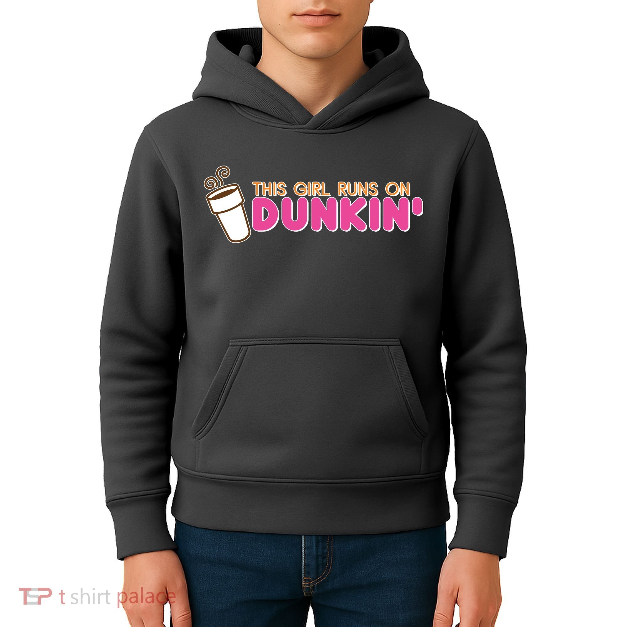 Funny This Girl Runs On Dunkin Kids Hoodie