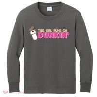 Funny This Girl Runs On Dunkin Kids Long Sleeve Shirt thumb 0