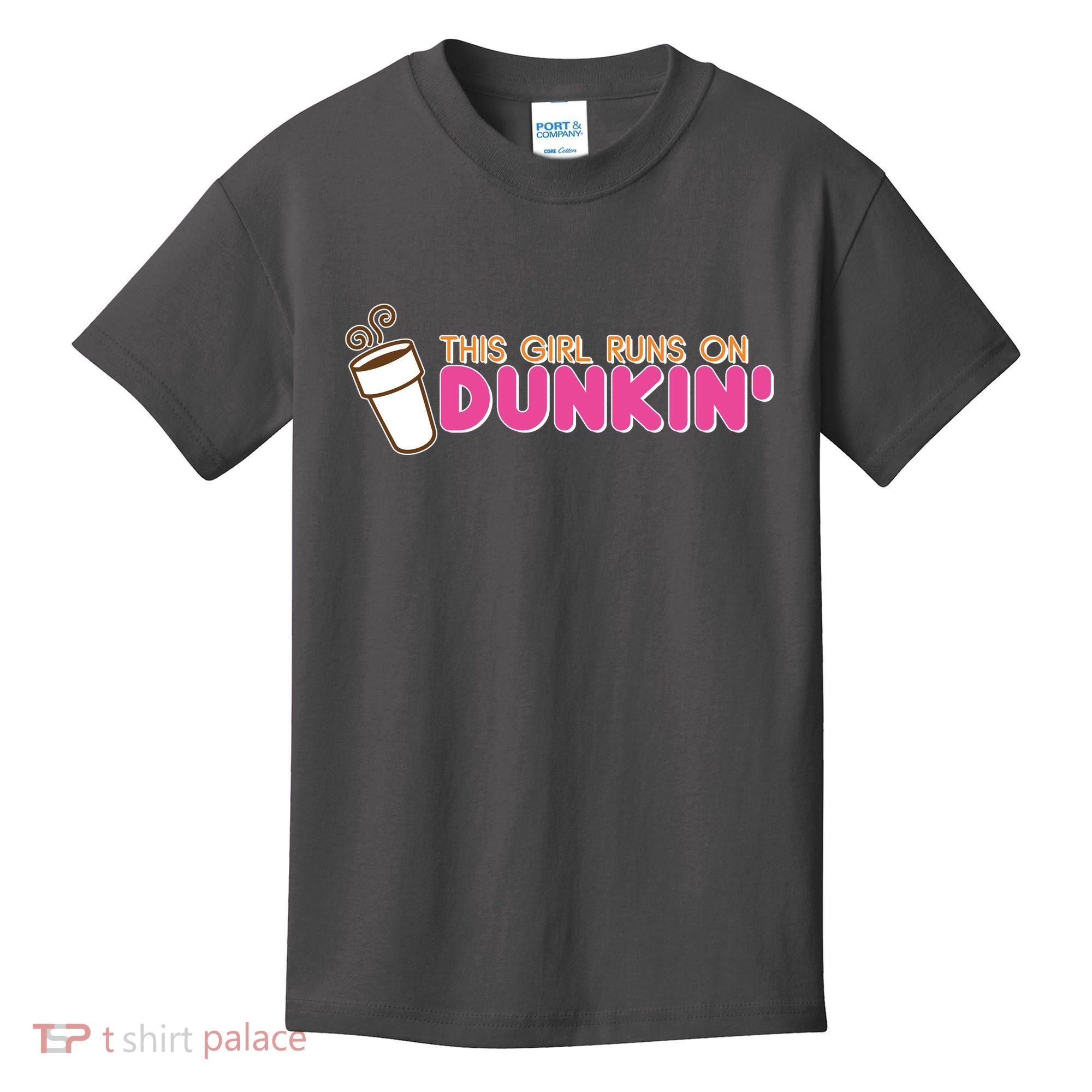 Funny This Girl Runs On Dunkin Kids T-Shirt