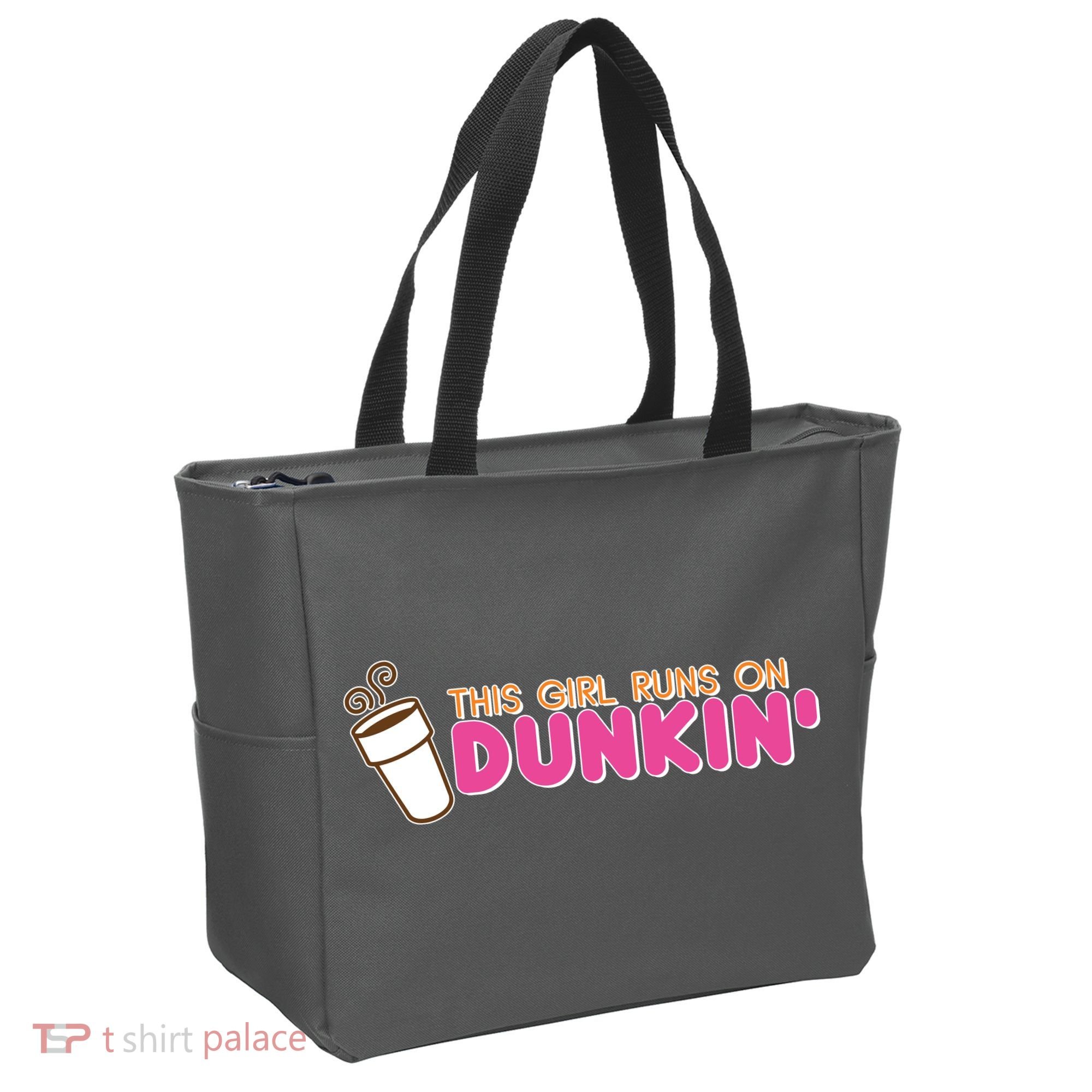 Funny This Girl Runs On Dunkin Tote Bag