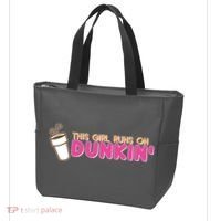 Funny This Girl Runs On Dunkin Tote Bag thumb 3